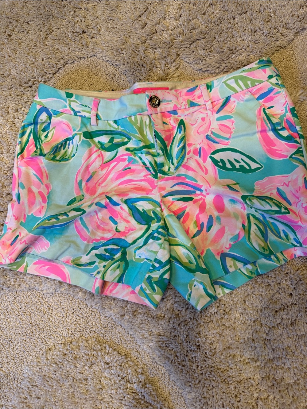 Lilly Pulitzer Floral Print Women's Shorts in Aqua & Pink